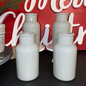 Set Of 4 Gray Glass Bud Vases